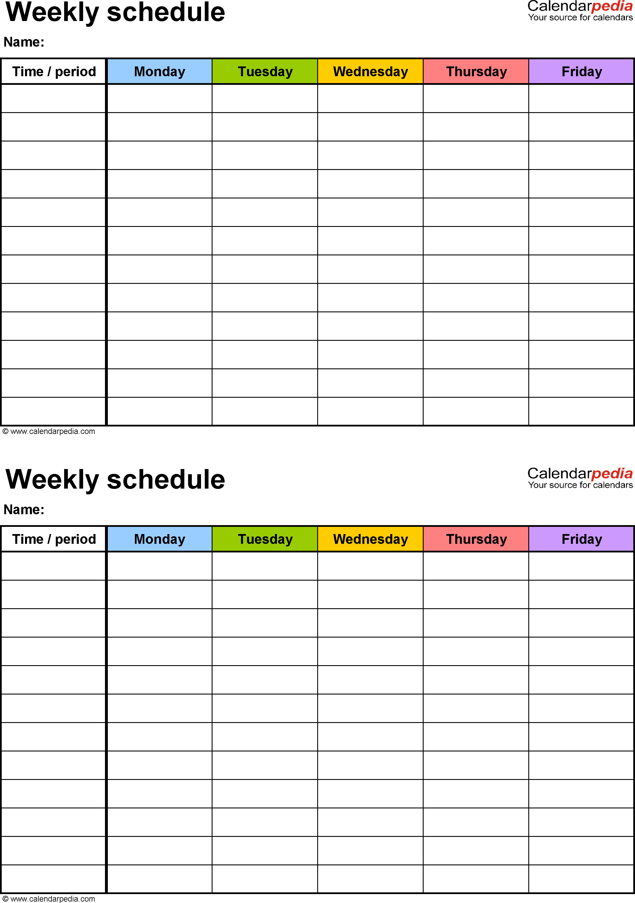 Monthly Schedule Template Excel Free Weekly Schedule Templates for Excel 18 Templates