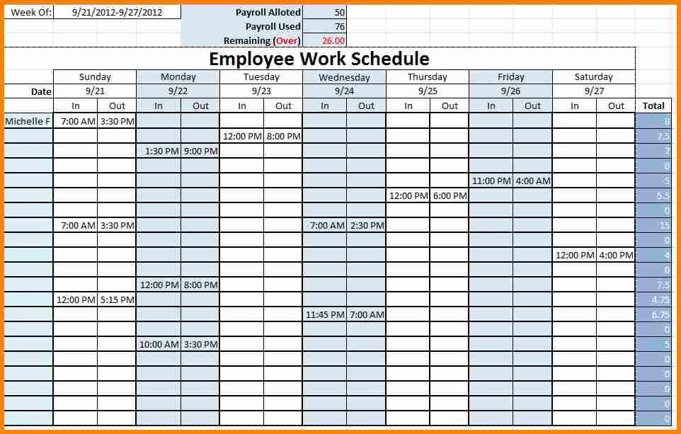 Monthly Schedule Template Excel Monthly Employee Schedule Template Excel