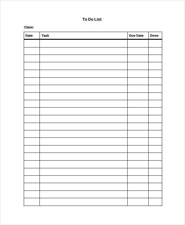 Monthly to Do List Template Sample Weekly to Do List Template 8 Free Documents