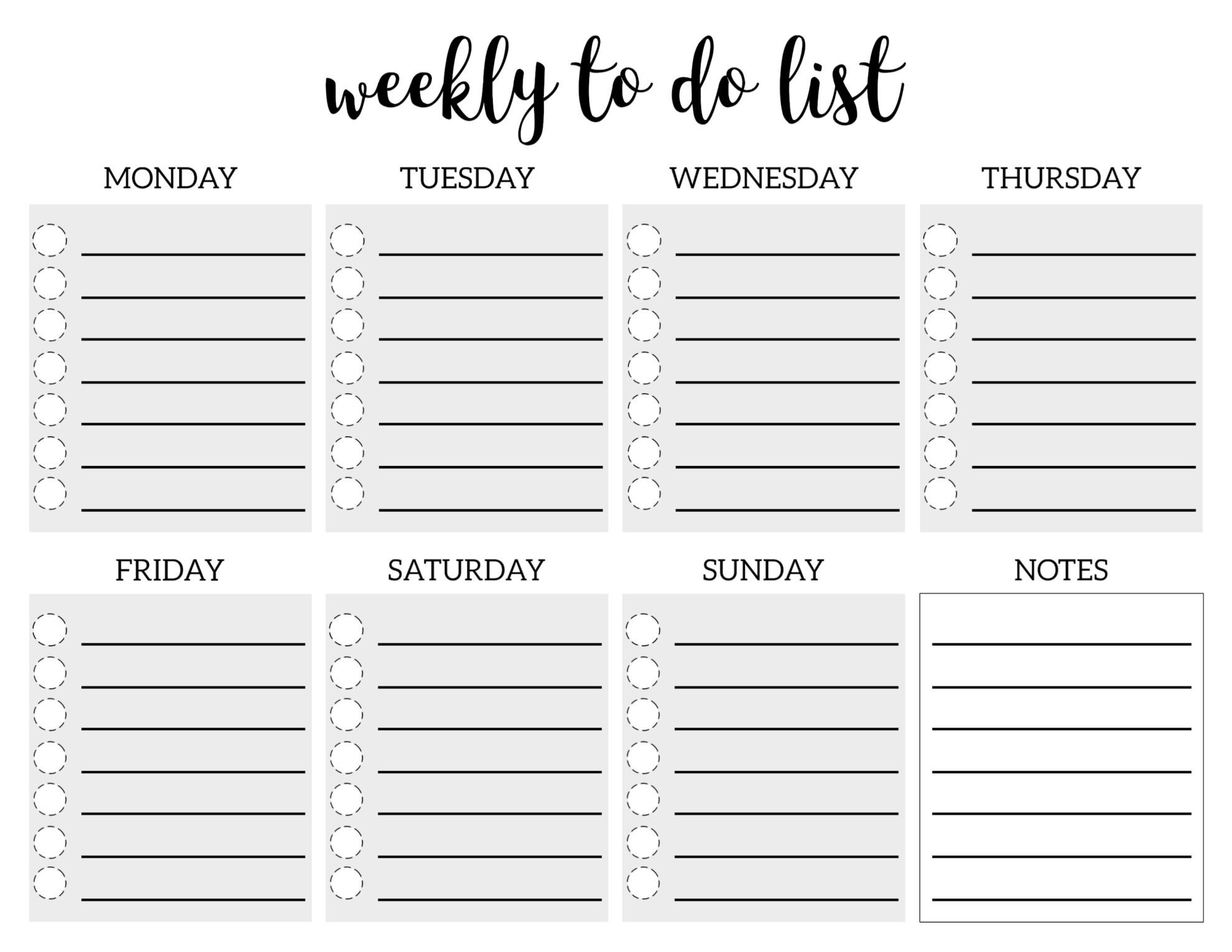 Monthly to Do List Template Weekly to Do List Printable Checklist Template Paper