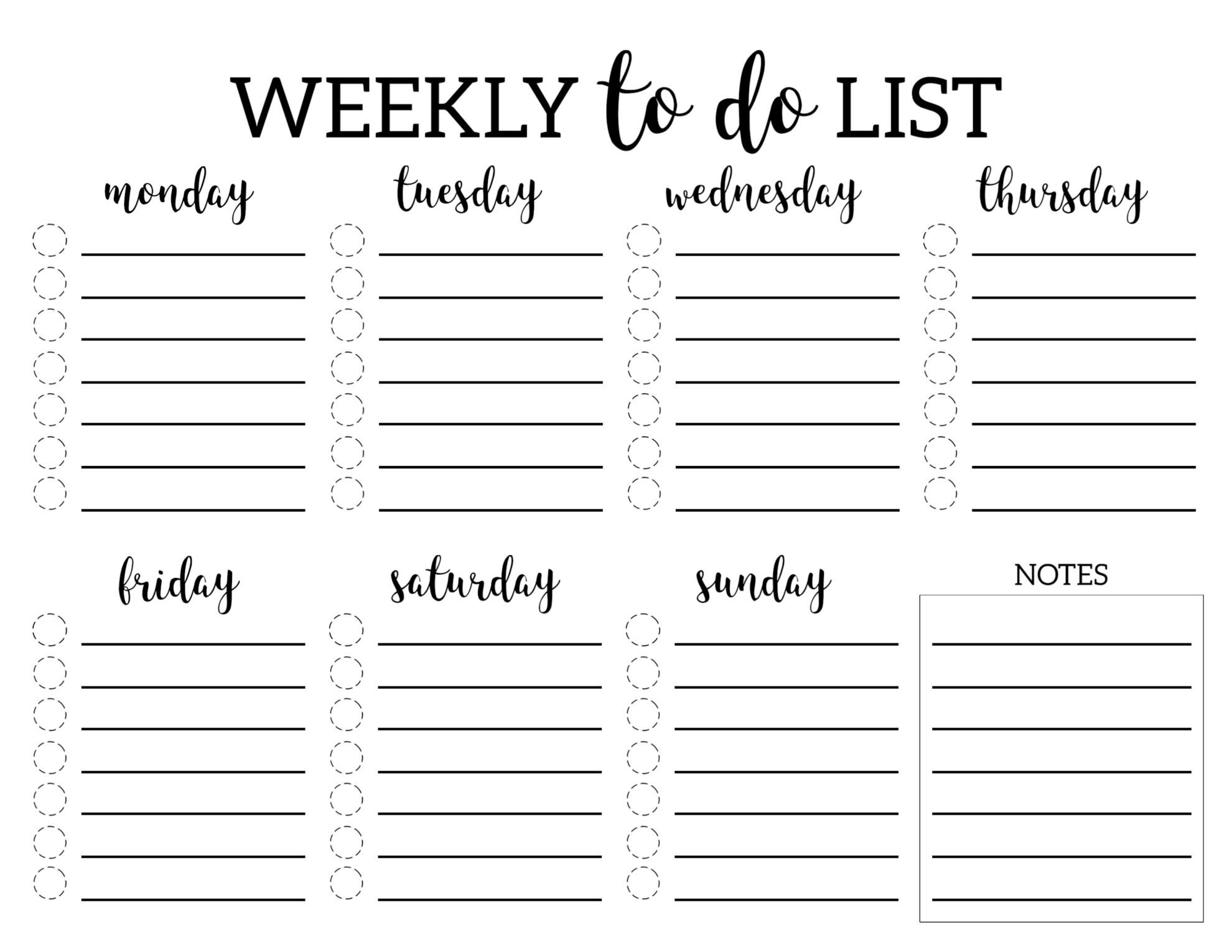 Monthly to Do List Template Weekly to Do List Printable Checklist Template Paper