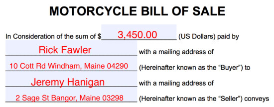Motorcycle Bill Of Sale Free Motorcycle Bill Of Sale form Pdf Word