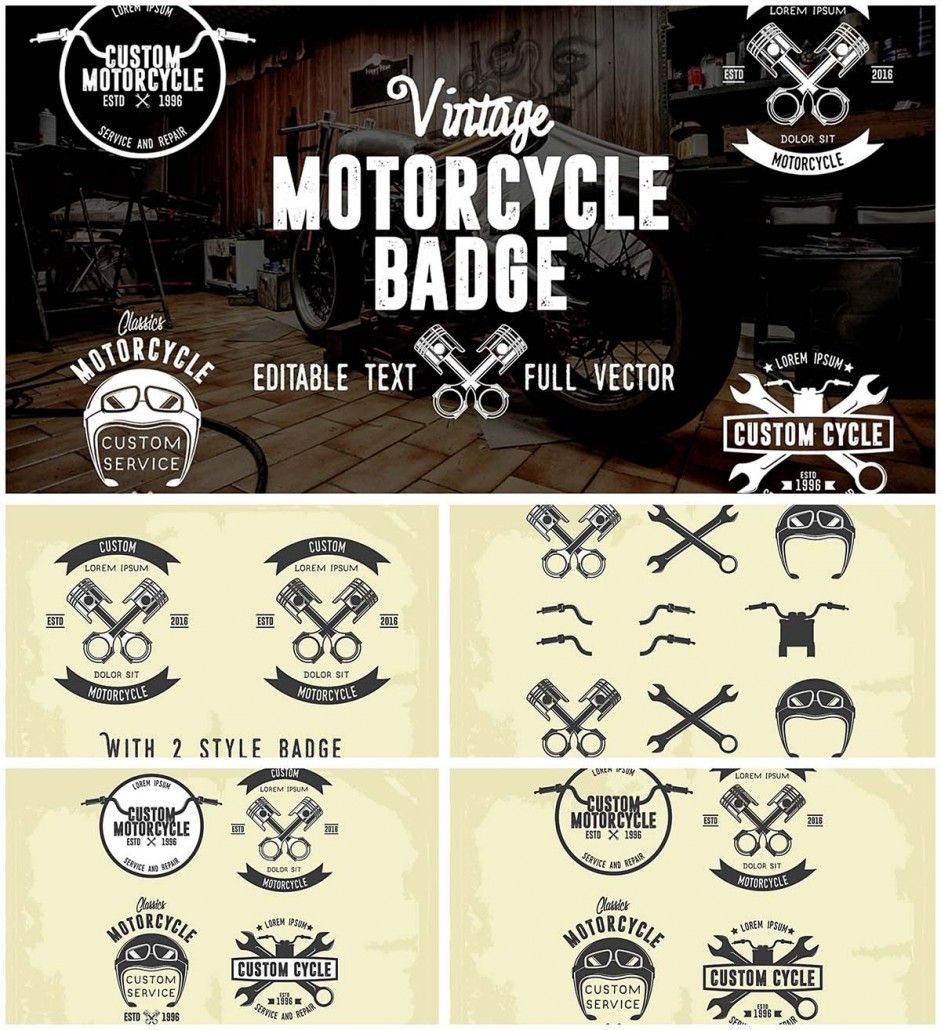 Motorcycle Club Patch Template Photoshop Retro Motorcycle Badges Collection