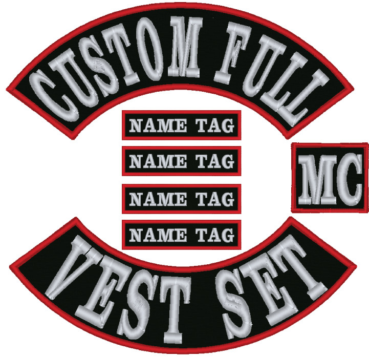 Motorcycle Patch Template Custom Embroidered Full Vest Set Patches Mc Biker