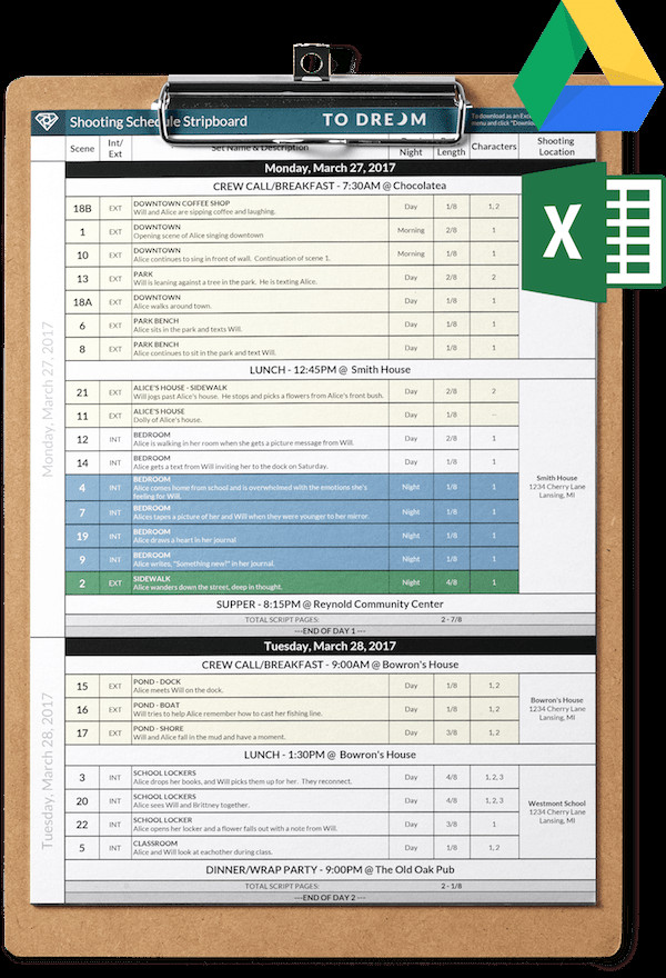 Movie Magic Scheduling Template Making A Shooting Schedule for Your Free Stripboard