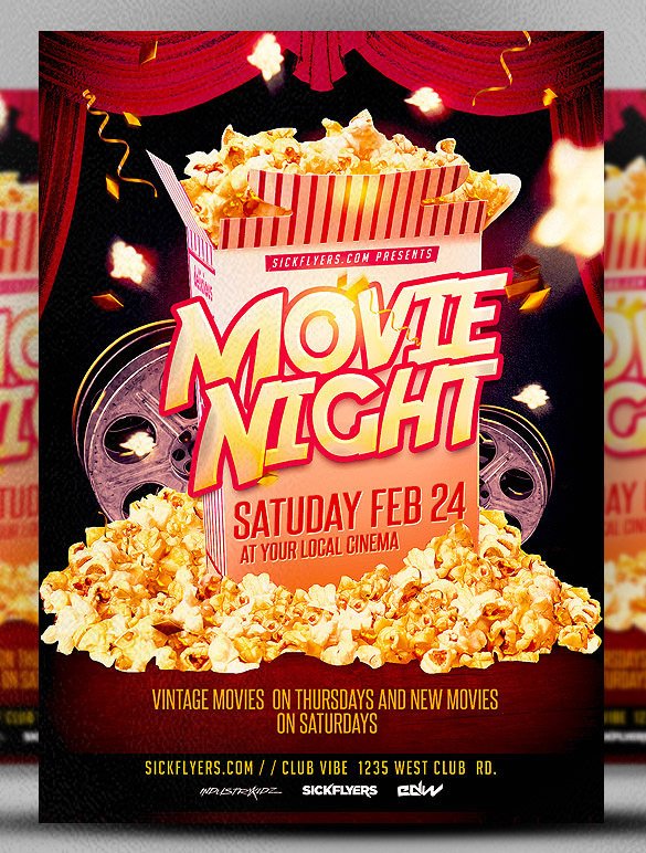 Movie Night Flyer Template 10 Best Movie Night Flyer Template & Psd Designs
