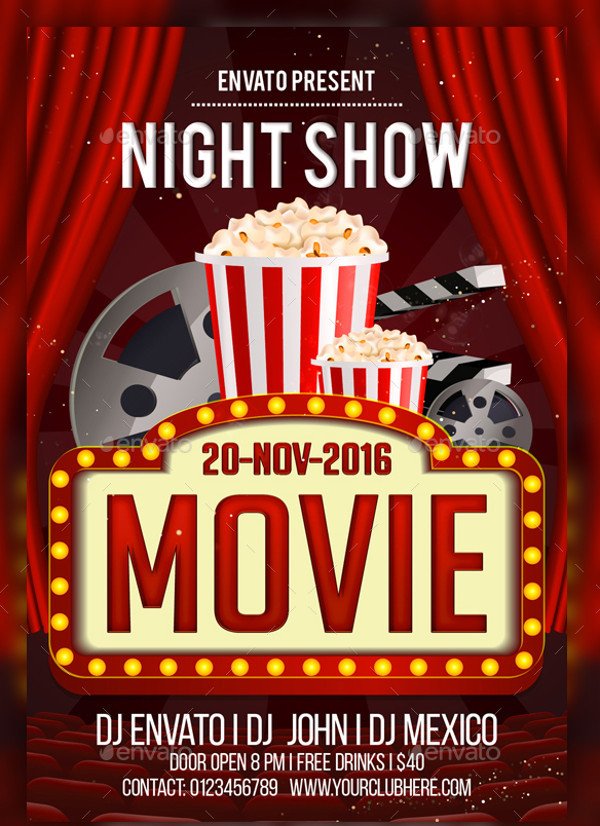 Movie Night Flyer Template 21 Night Flyer Templates Psd Vector Eps Jpg Download