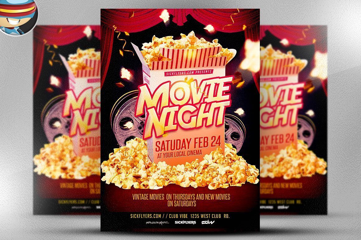 Movie Night Flyer Template Movie Night Flyer Template Flyer Templates Creative Market