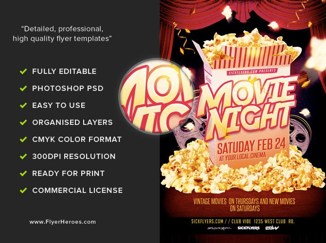 Movie Night Flyer Template Movie Night Flyer Template Flyerheroes