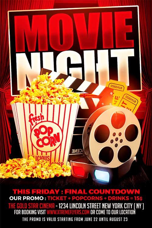 Movie Night Flyer Template Movie Night Flyer Template Xtremeflyers