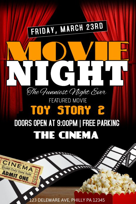 Movie Night Flyer Template Movie Night Template