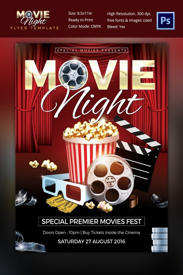 Movie Night Flyer Template Movie Poster Templates – 44 Free Psd format Download