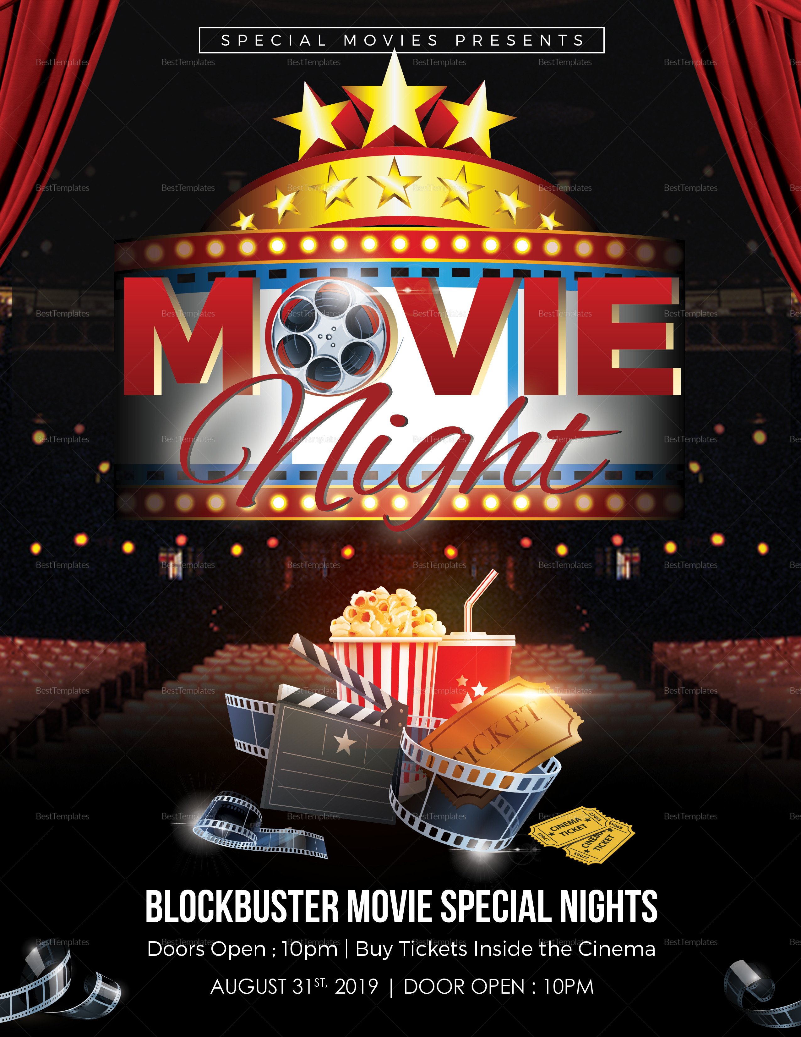 Movie Night Flyer Template Printable Movie Night Flyer Design Template In Word Psd