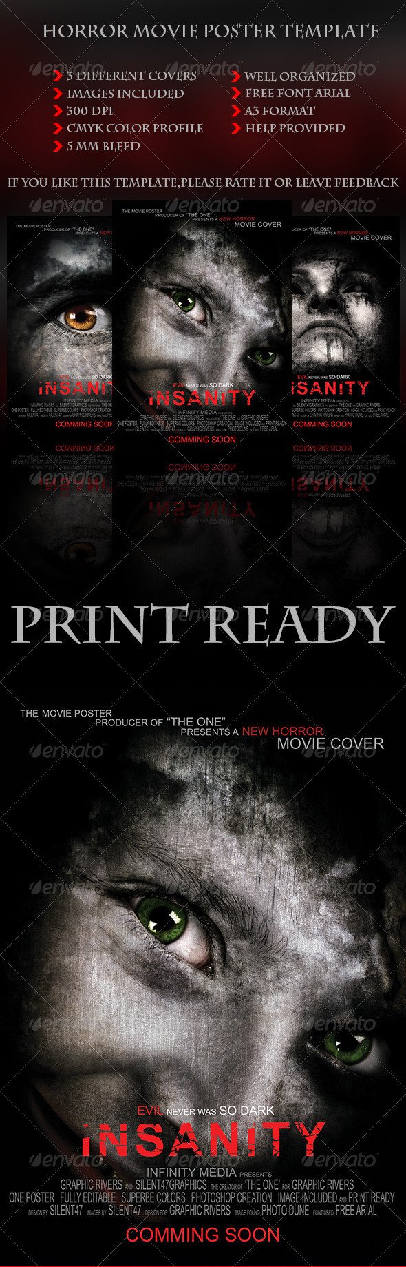 Movie Poster Template Psd Horror Movie Poster Template by Silentgraphics