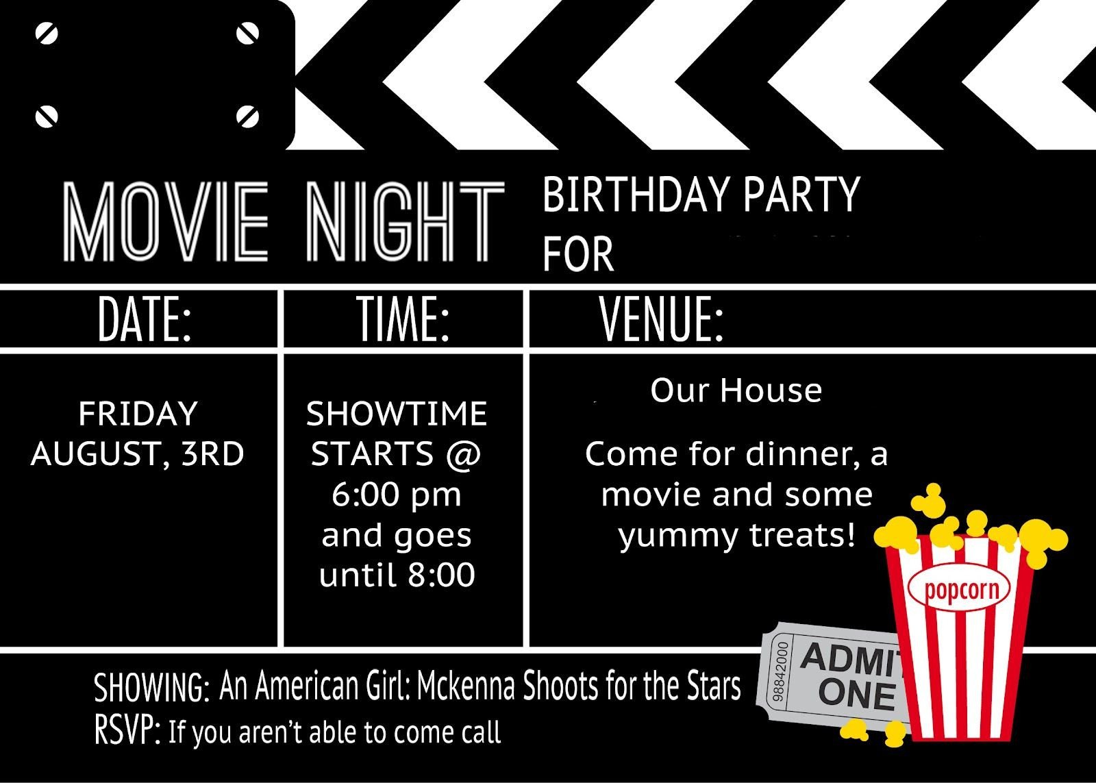 Movie Ticket Invitation Template Cool Black and White Movie themed Birthday Party