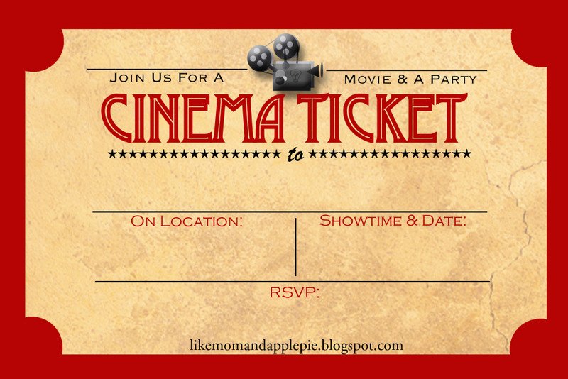 Movie Ticket Invitation Template Favorite Movie Night Party Ideas Decor to Adore