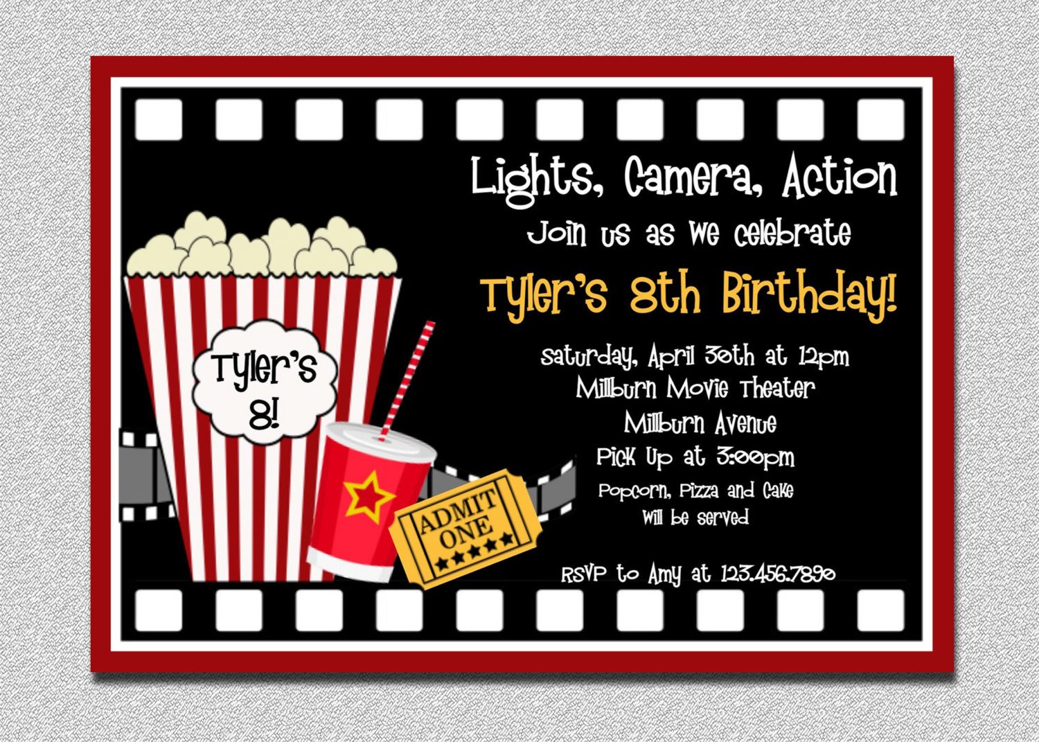 Movie Ticket Invitation Template Movie Birthday Invitation Movie Night Birthday Party