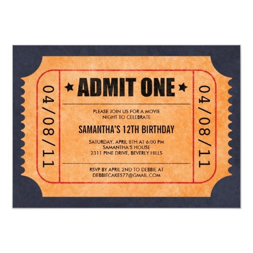 Movie Ticket Invitation Template Movie Ticket Invitations