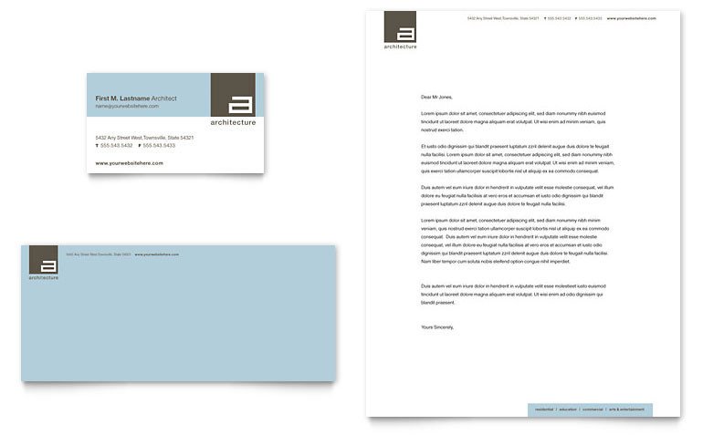 Ms Office Business Card Templates Architect Business Card & Letterhead Template Word