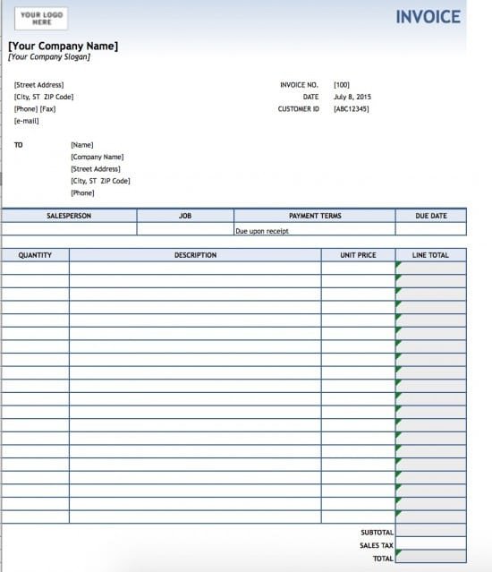Ms Office Invoice Template Free Service Invoice Template Excel Pdf