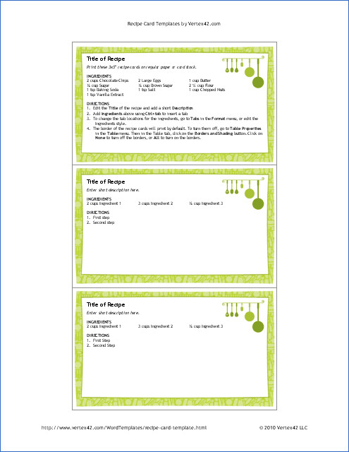 Ms Word Recipe Template Free Printable Recipe Card Template for Word