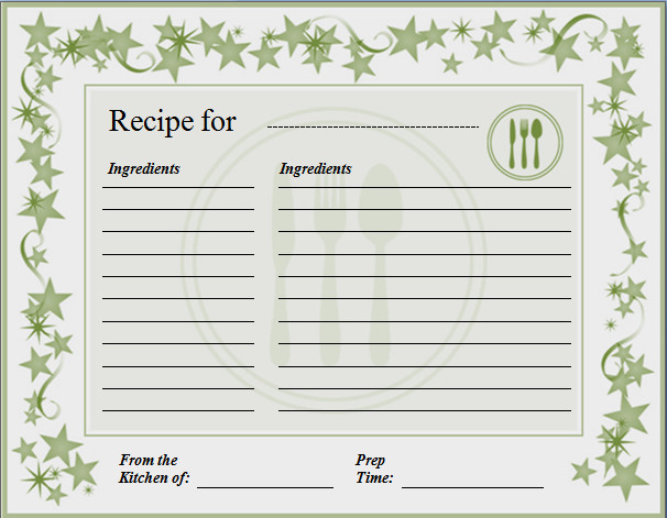 Ms Word Recipe Template Ms Word Recipe Card Template