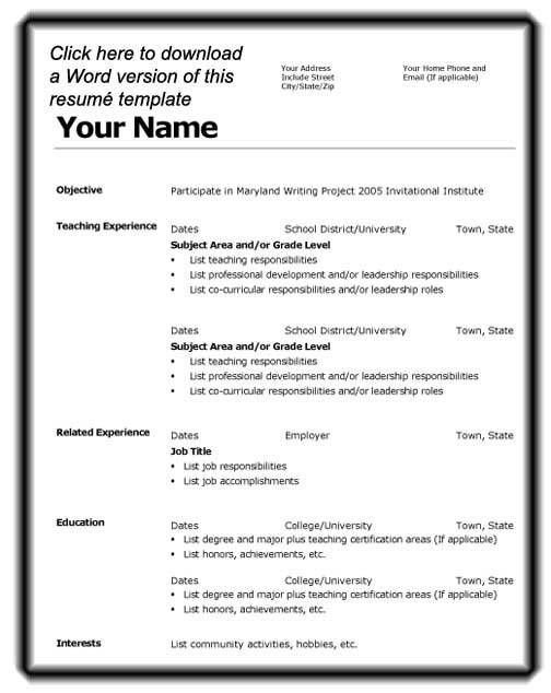 Ms Word Resume Template Download Job Resume format Download Microsoft Word