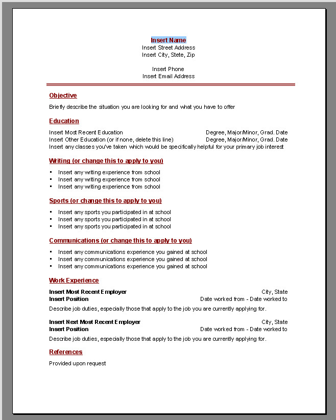 Ms Word Resume Template Download Microsoft Word Resume Templates