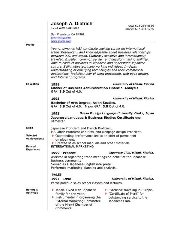 Ms Word Resume Template Download Resume Templates Microsoft Word