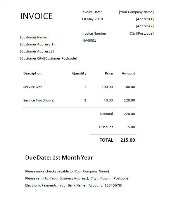 Ms Word Template Free Download 60 Microsoft Invoice Templates Pdf Doc Excel