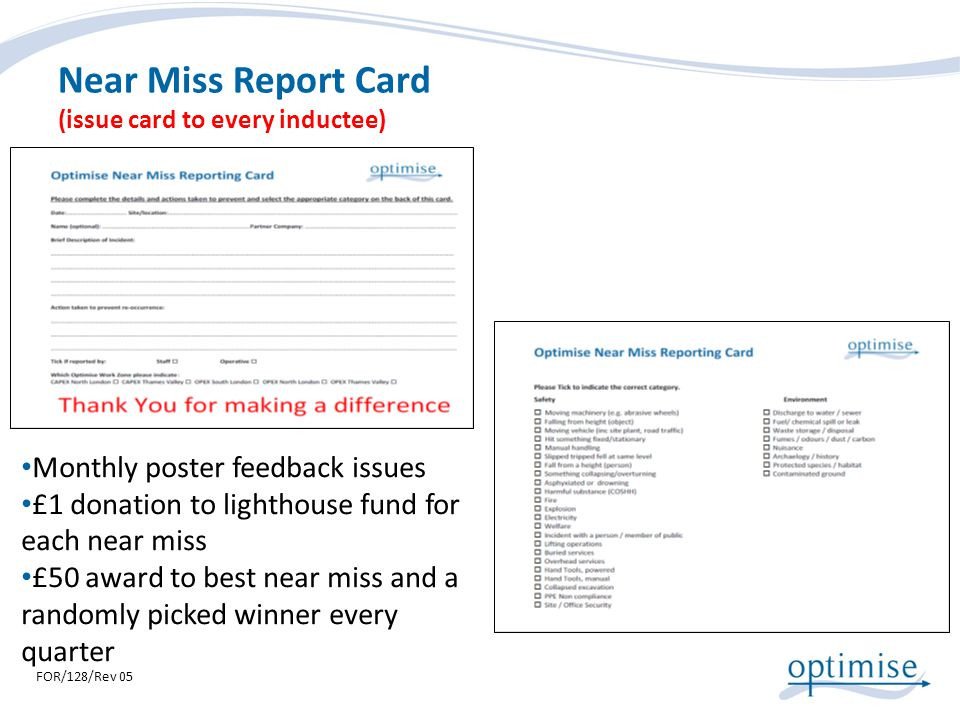 Near Miss Reporting Template Module 1 Site Specific Induction Capex Site Specific