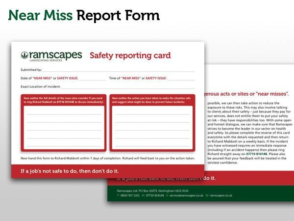 Near Miss Reporting Template Winterscapes Health and Safety Policy