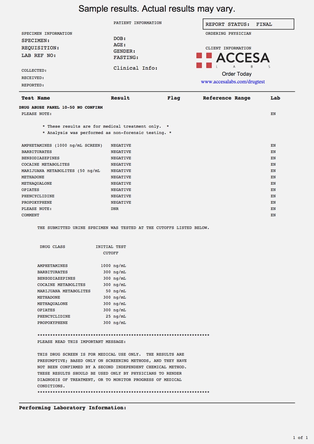 30 Negative Std Test Results Form