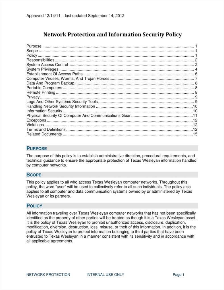 Network Security Policy Template 9 It Policy Templates Free Pdf Doc format Download