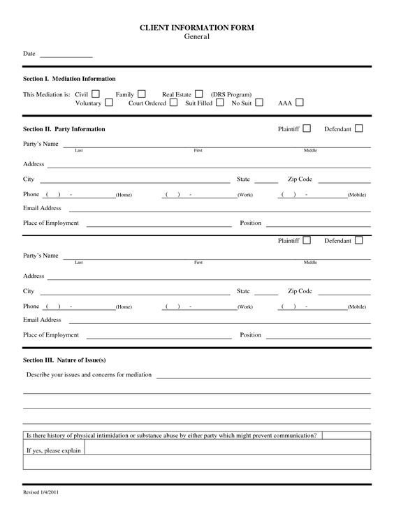 New Client form Template Real Estate New Client Information form Template
