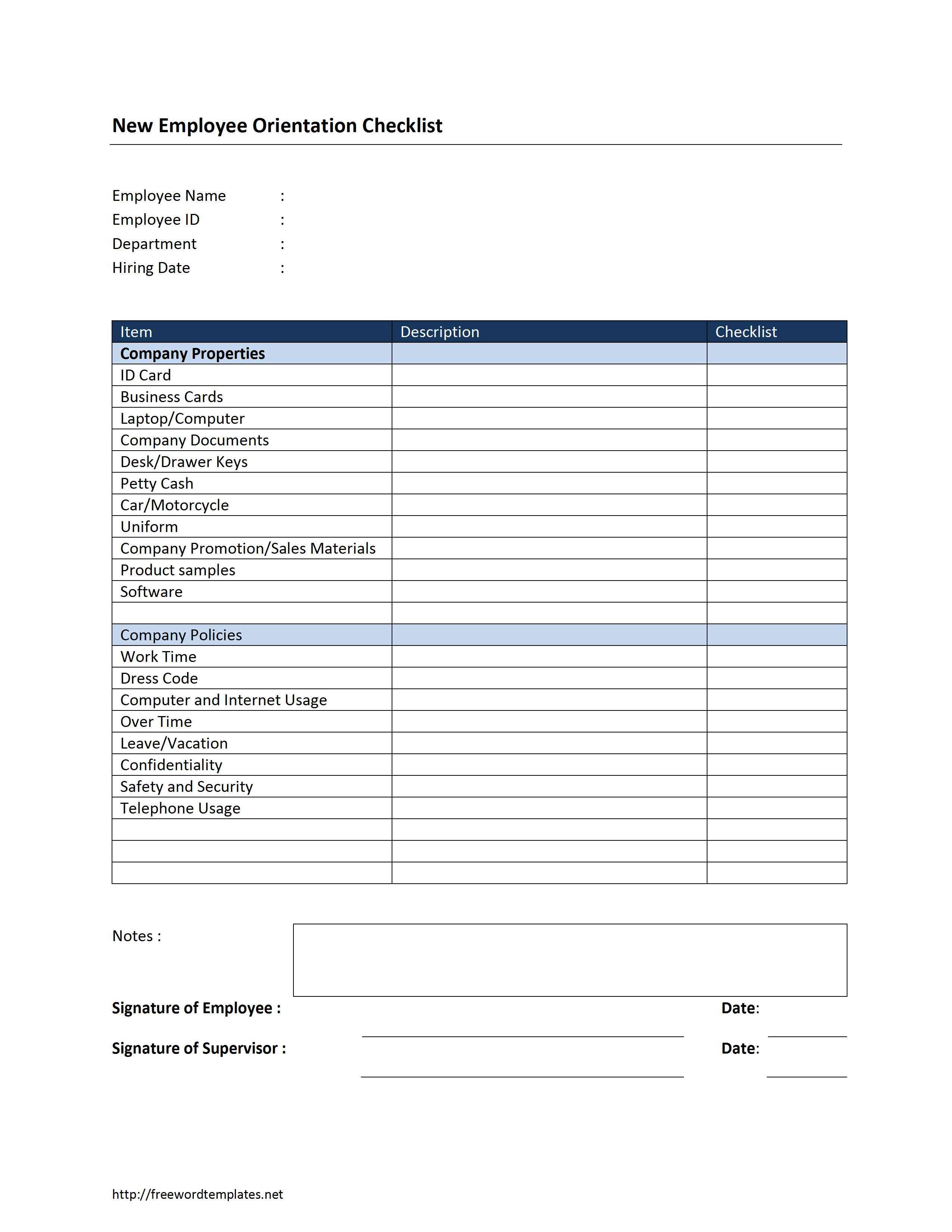 New Employee Checklist Template Excel New Employee orientation Checklist