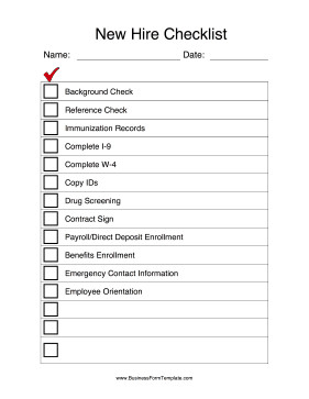New Employee Checklist Template Excel New Hire Checklist Template