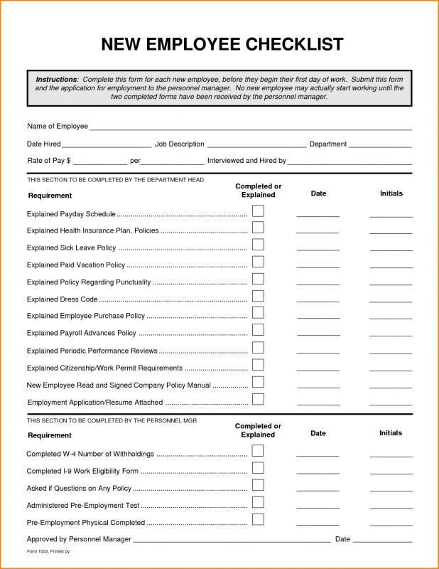 New Employee Onboarding Checklist Template New Hire Checklist Template Work