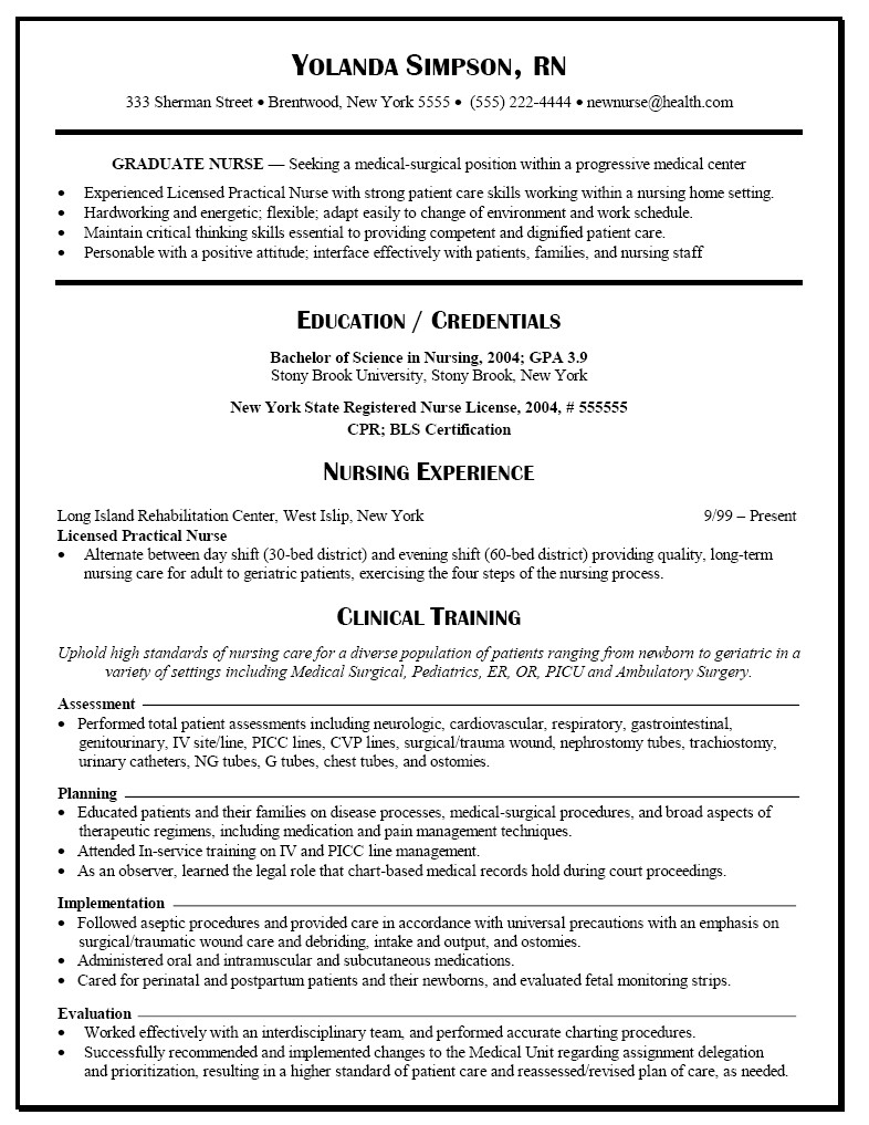 New Grad Nursing Resume Templates Graduate Nurse Resume Example Rn