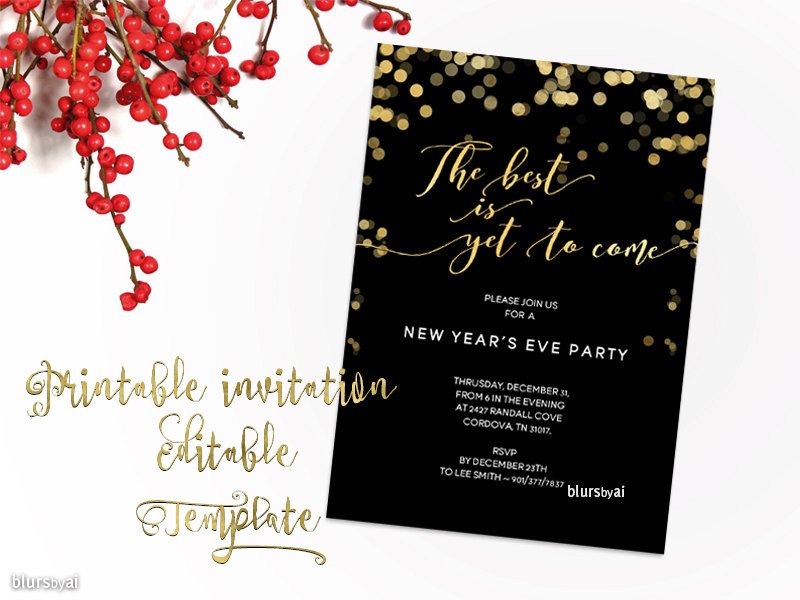 New Year Party Invitation Template Printable New Year Party Invitation Template New Year S