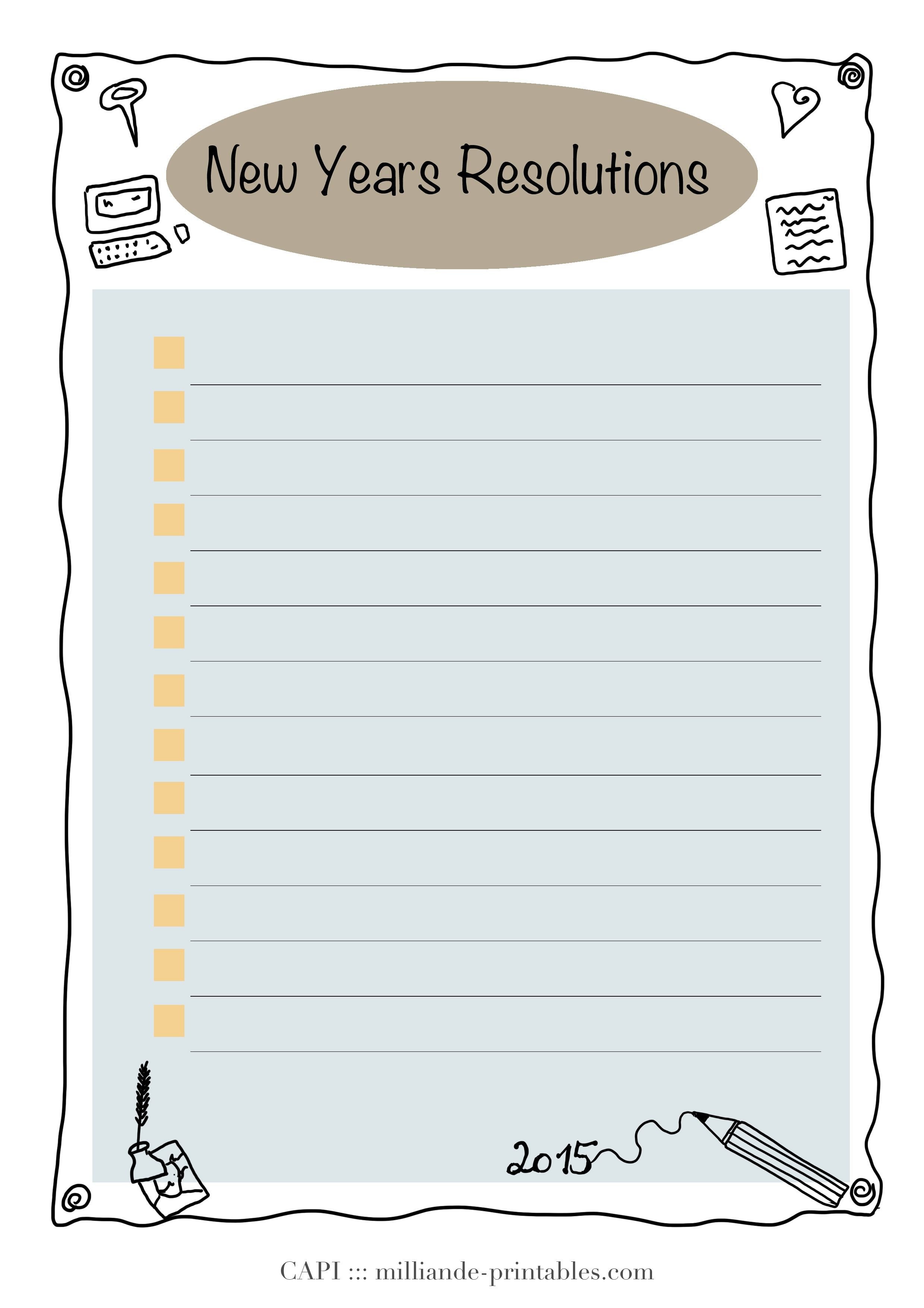 New Years Resolution Template A Simple Tick List New Year Resolution Card Printable
