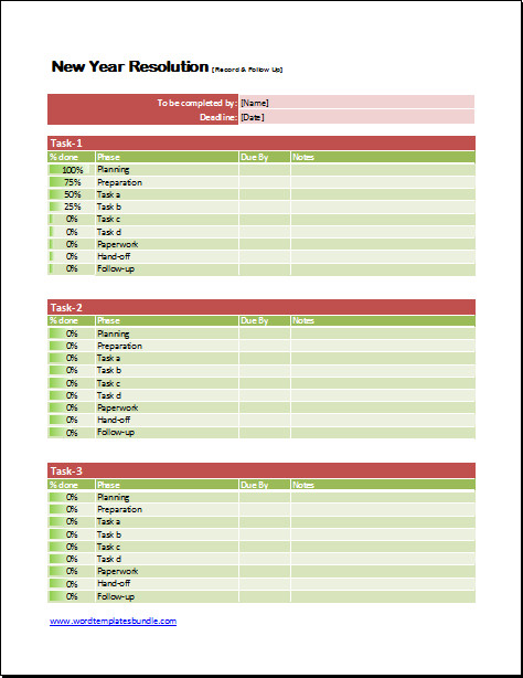 New Years Resolution Template New Year Resolution Template Excel