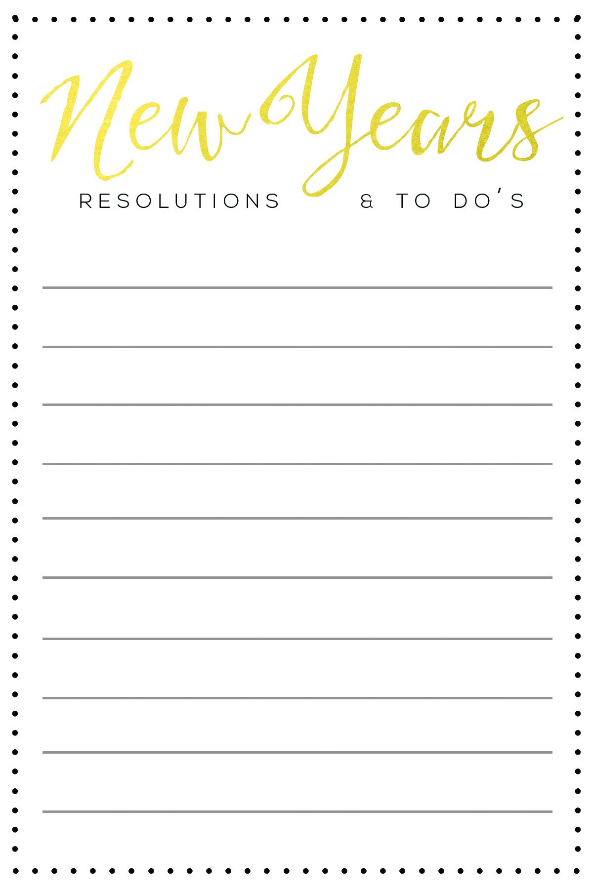 New Years Resolution Template New Year S Resolutions