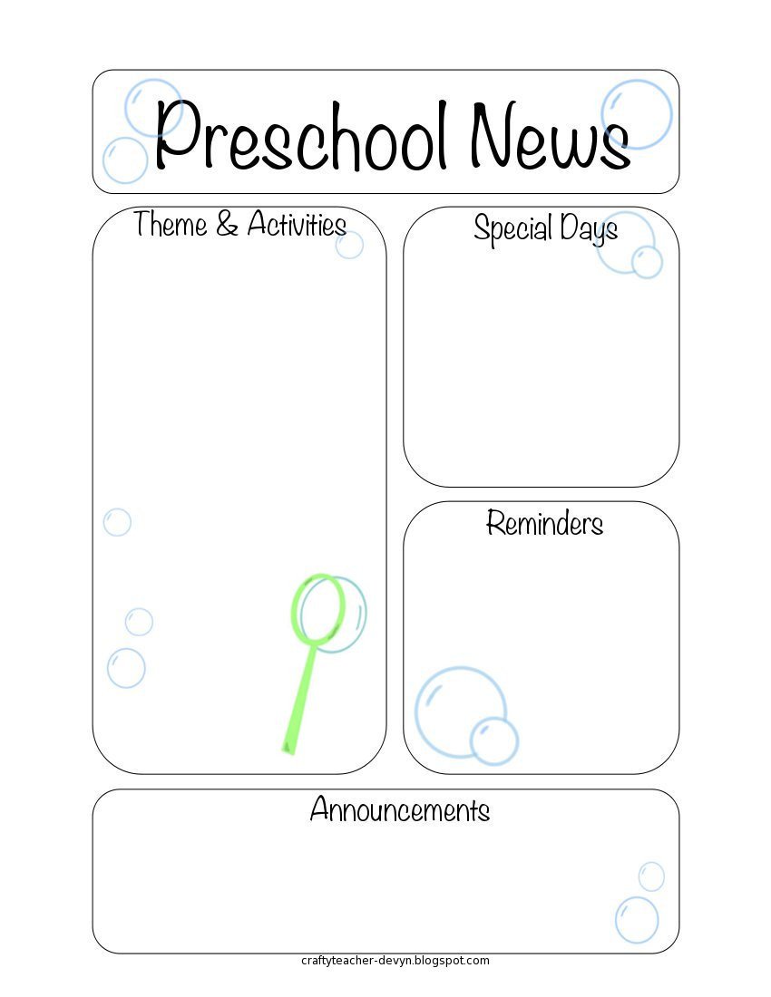 Newsletter Templates for Preschool Newsletter Templates