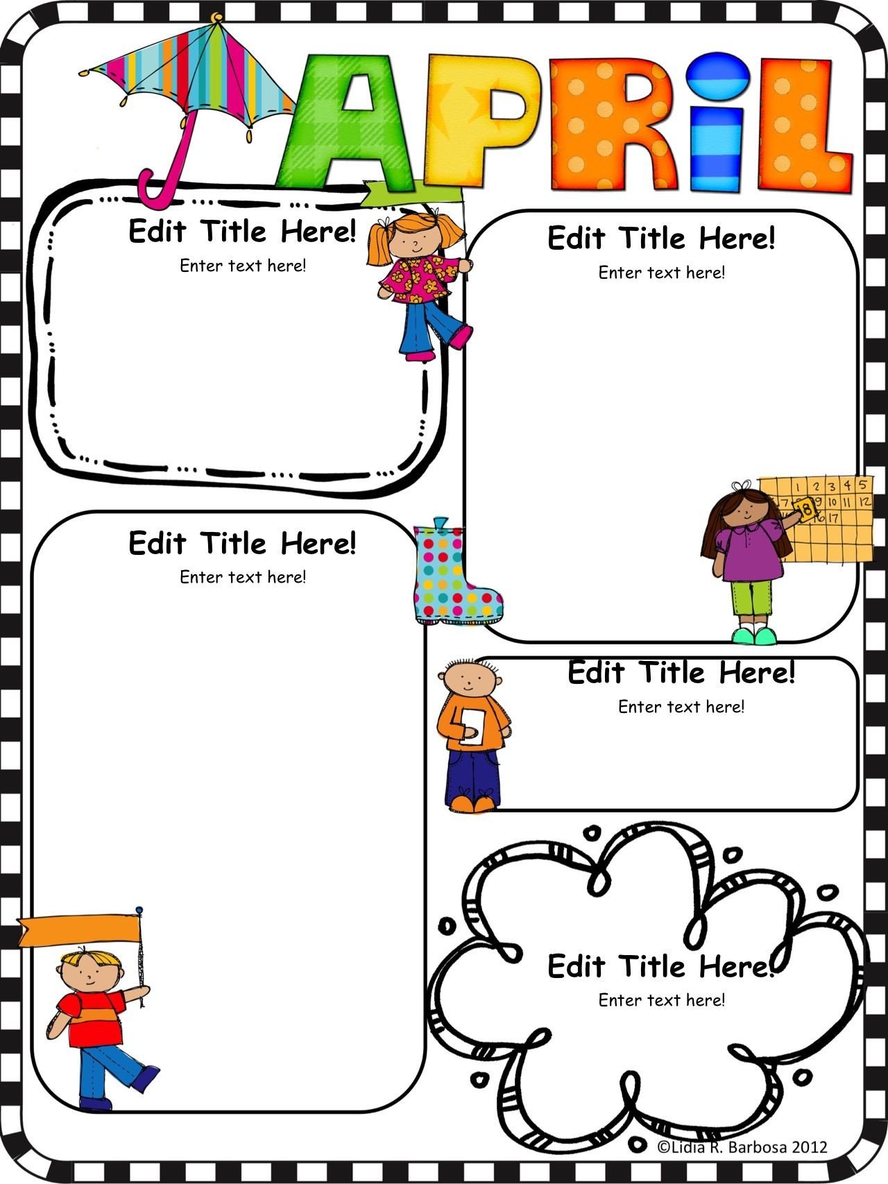 Newsletter Templates for Preschool Pletely Editable Monthly Newsletter Templates English