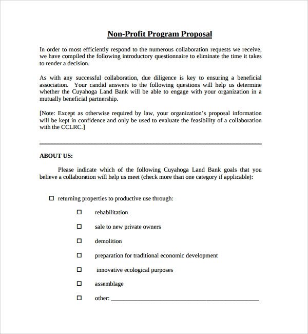 Non Profit Proposal Template Sample Non Profit Proposal Template 13 Free Documents