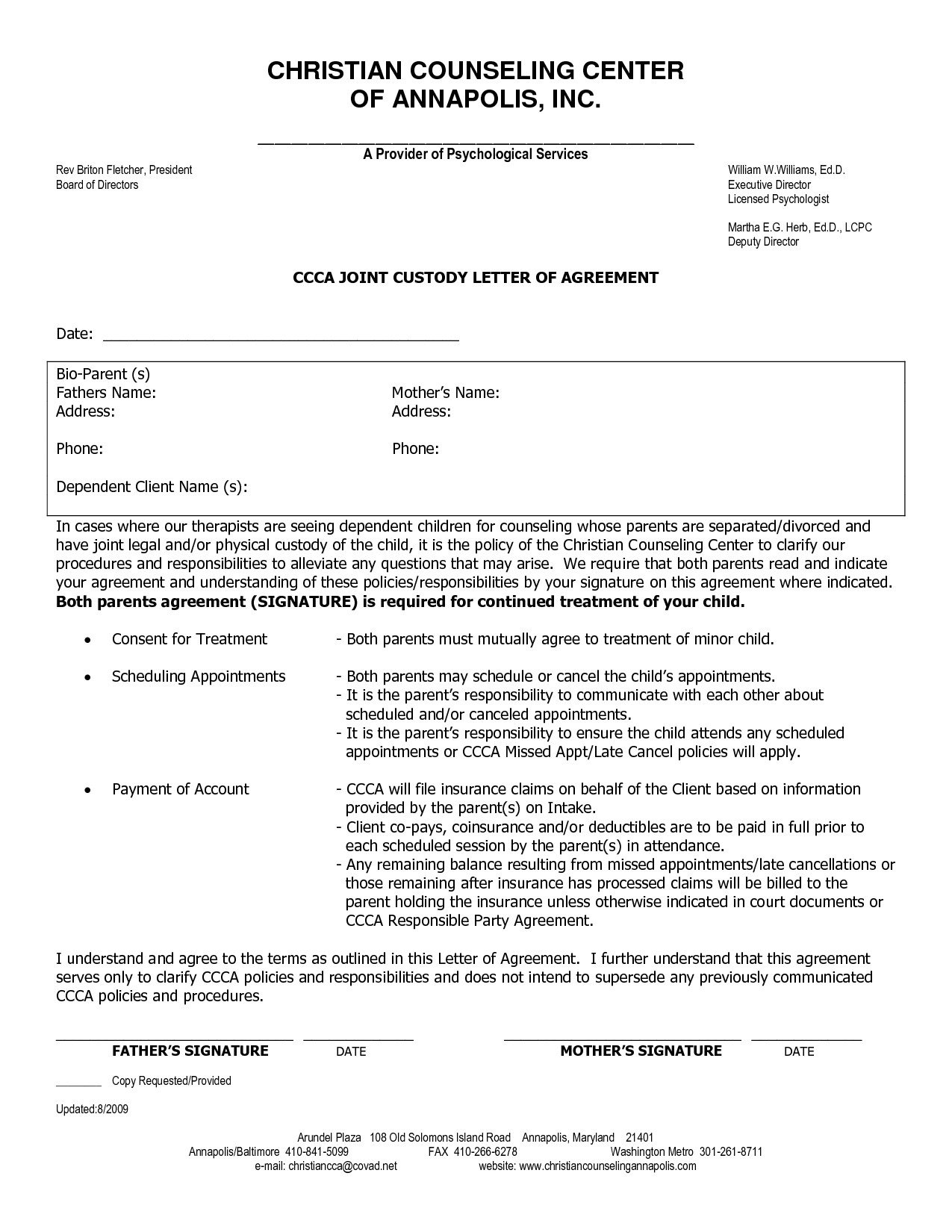 Notarized Custody Agreement Template Notarized Custody Agreement Letter Good Printable