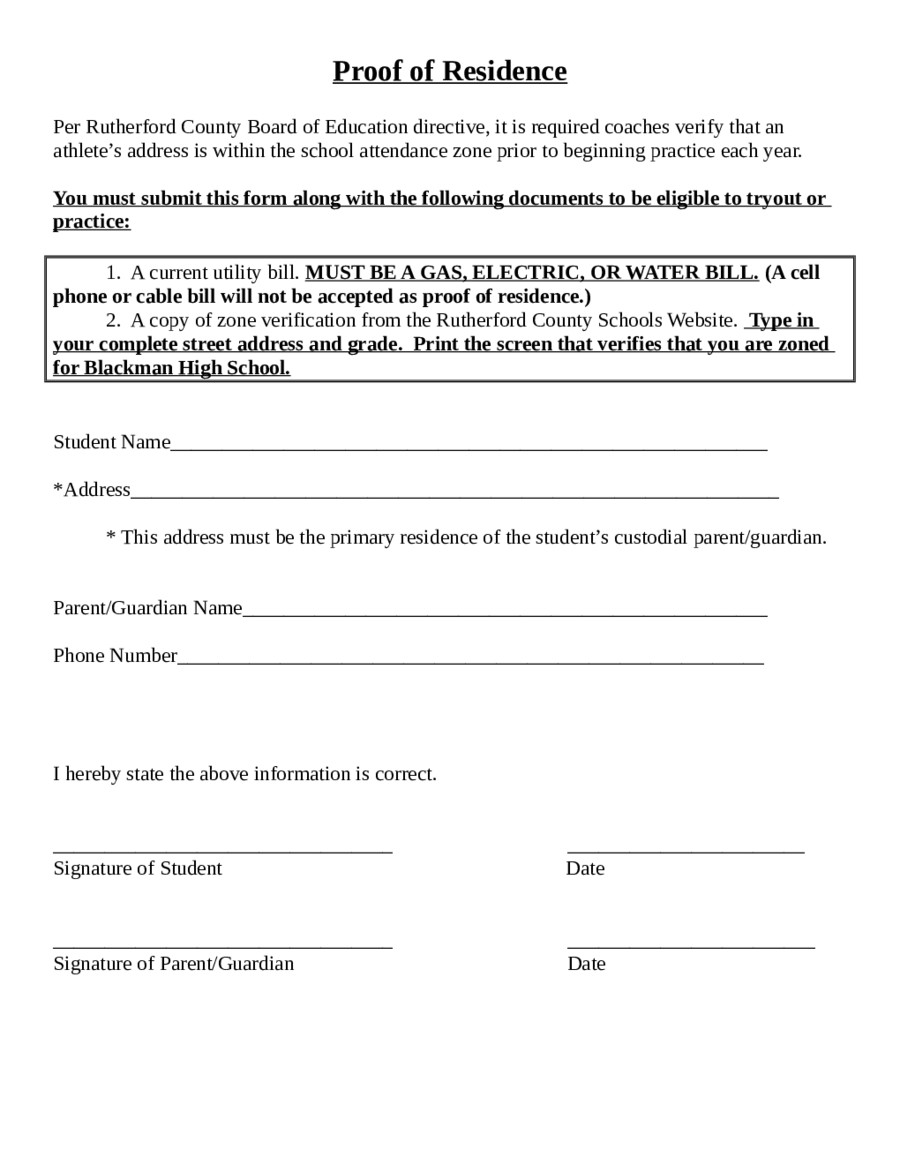 Notarized Letter Of Residency 2019 Proof Of Residency Letter Fillable Printable Pdf