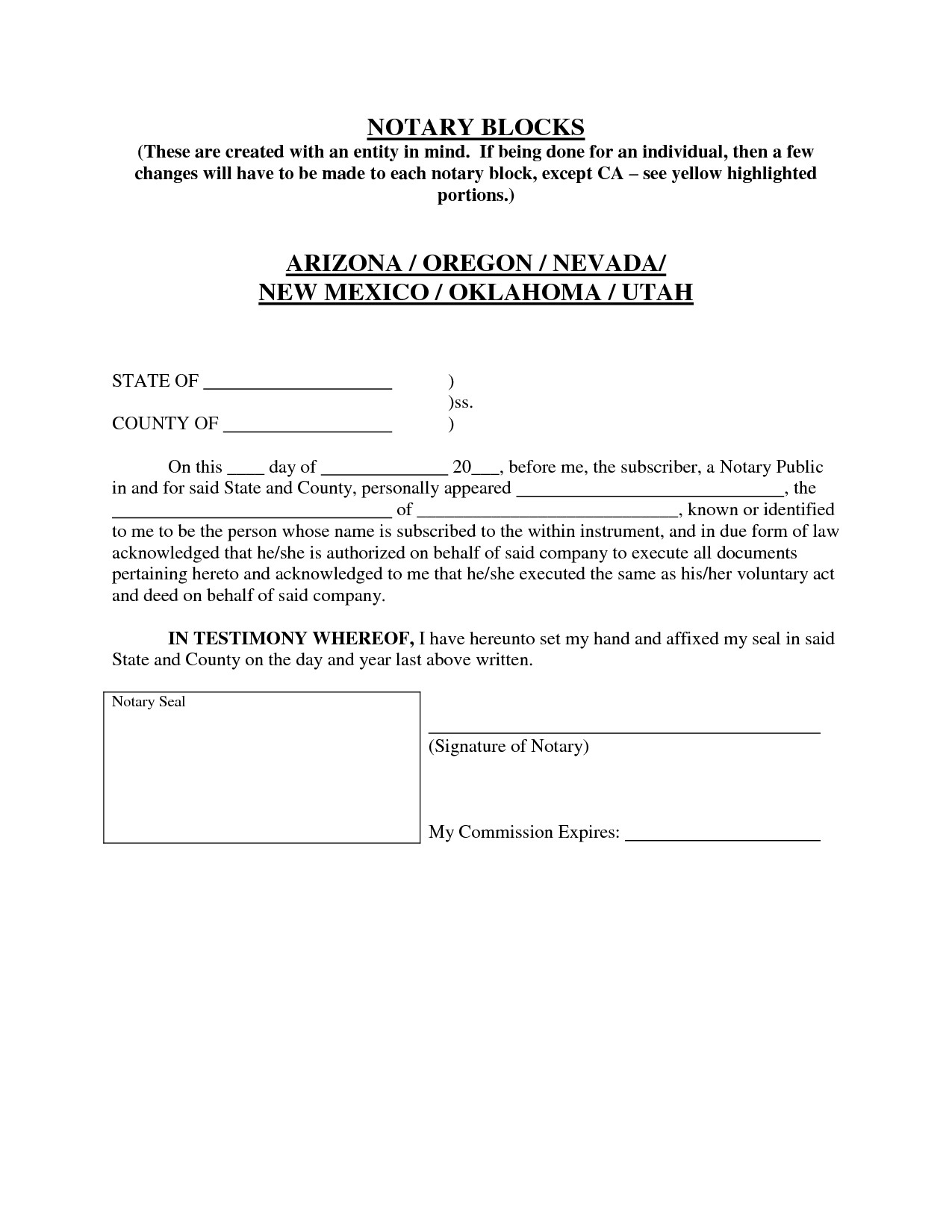 Notary Signature Block Template Other Template Category Page 14 Urlspark