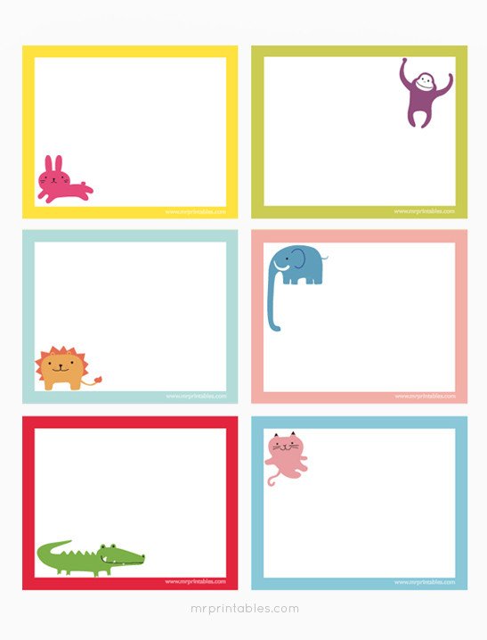 Note Card Template Free Animals Printable Note Cards Mr Printables